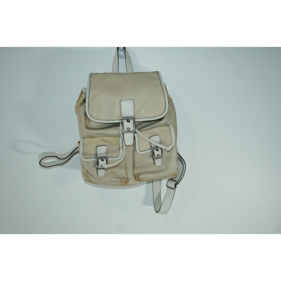 Coach Tan Nylon Double Pocket‎ Drawstring Women\'s Backpack Purse Bag 6258 main image 4